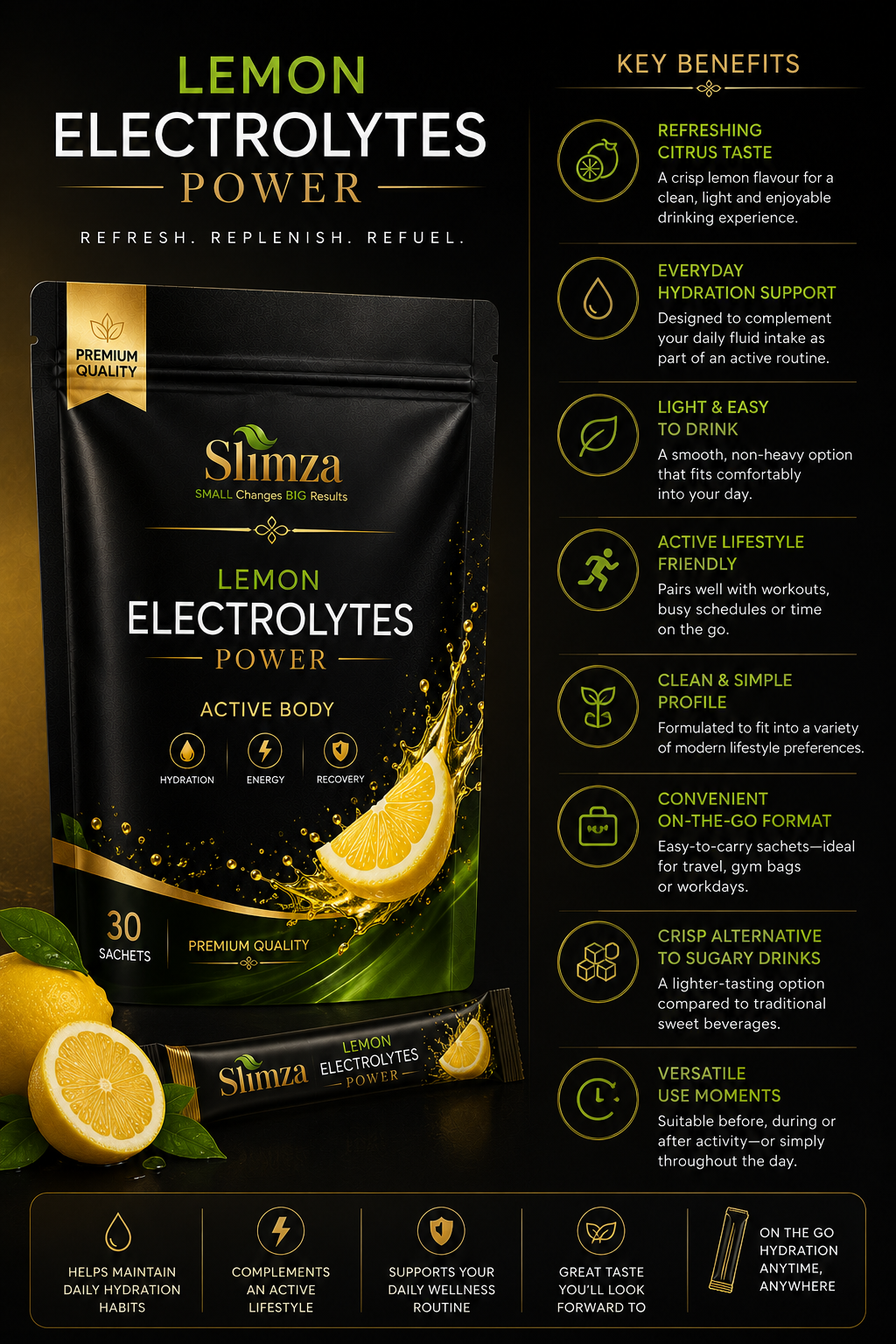 Ultra-Refreshing Lemon Zest Electrolytes sharp, clean, refreshing